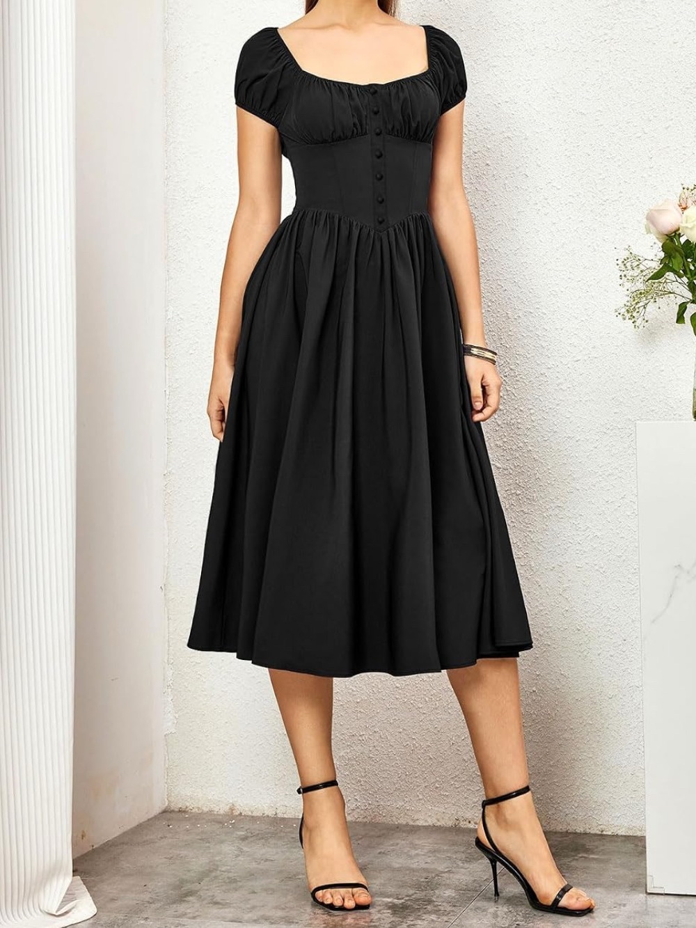 JKMNAO Black Corset Midi Dress (size XS)